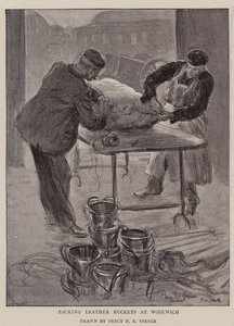 Packing Leather Buckets at Woolwich by Percy F.S. Spence